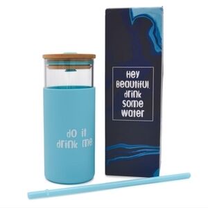 Do It Drink Me Glass Water Bottle With Straw